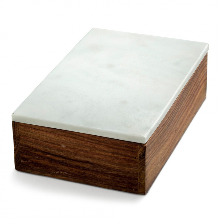 Holzkiste 'Marblelous' - Weiß M.