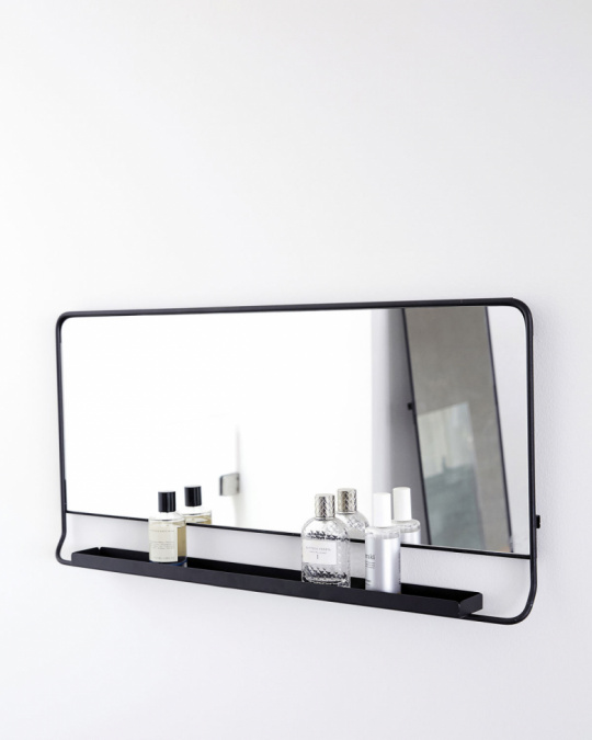 Spiegel mit Ablage \'Chic\' - Schwarz 40x80cm