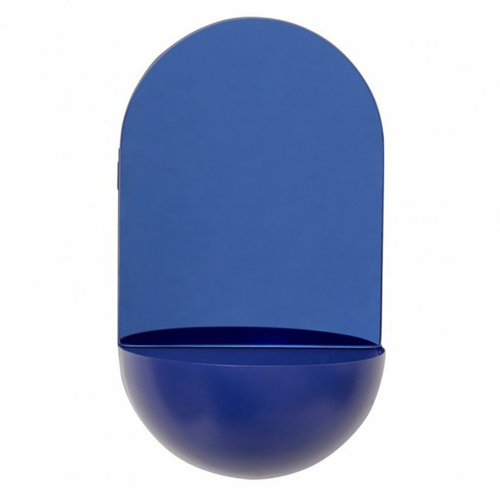 Hängetopf mit Spiegel - Blau / Metall