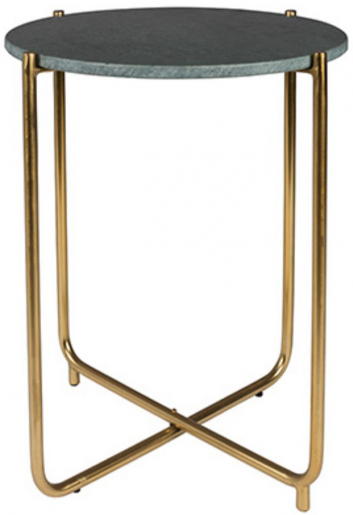 Beistelltisch 'Timpa' - Grüner Marmor/Messing
