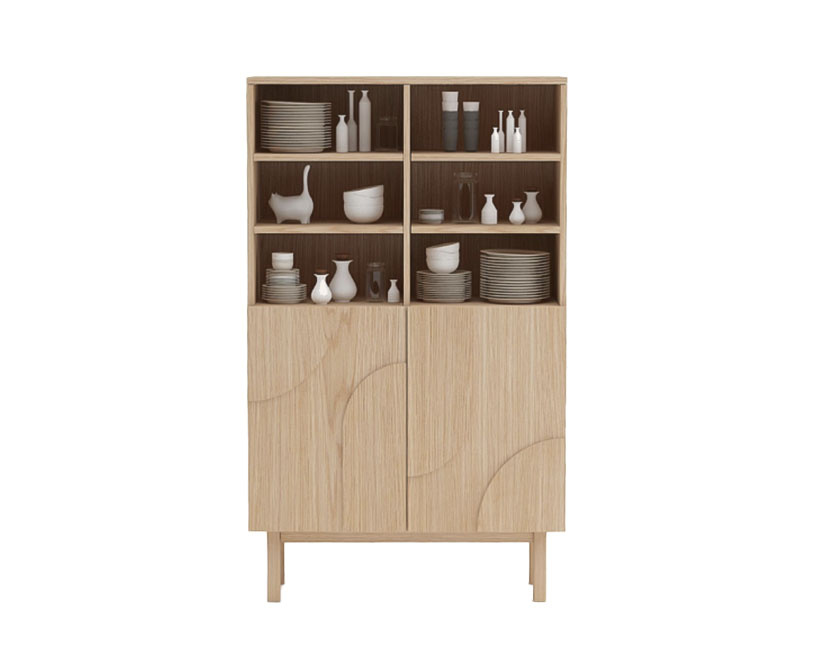 PaletteLife Schrankbox Curio 3-teilig – Glasvitrine Mit Klapptür, Höhenverstellbaren Regalen, Holzmaserung, 30 Cm Hoch