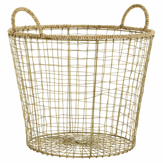 Korb mit Griff - Natur / Messing | Kleiner Speicher - Regale