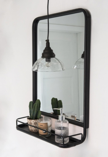 Wandspiegel mit Regalen – Schwarz 49x70 cm