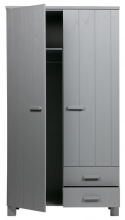 Kleiderschrank \'Dennis\' mit Schubladen - Betongrau