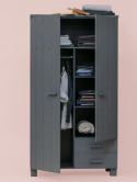 Kleiderschrank \'Dennis\' mit Schubladen - Stahlgrau