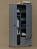 Kleiderschrank \'Dennis\' mit Schubladen - Stahlgrau