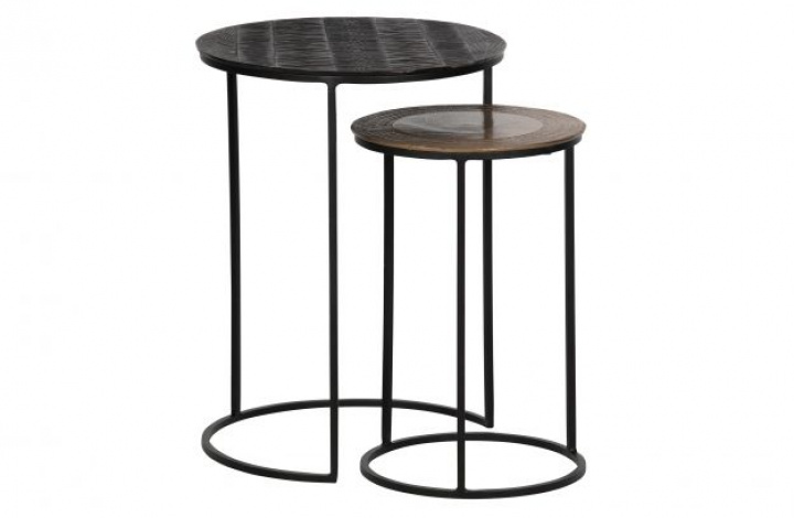 Beistelltisch \'Tate\' 2 Stk. - Braun / Messing in der Gruppe Möbel / Tische / Beistelltisch bei Reforma (373262-B)