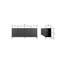 Sideboard \'New Gravure\' 200cm - Eiche/Schwarz