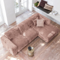 Sofa \'Cloud\' 3-Sitzer Chaiselongue links - Braungrau/Rosa