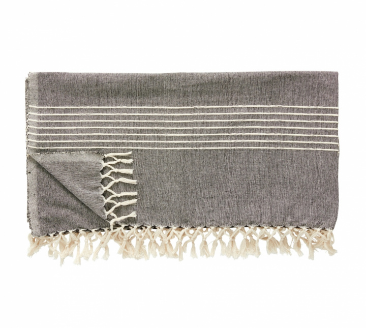 Plaid mit Streifen - Grau / Weiß