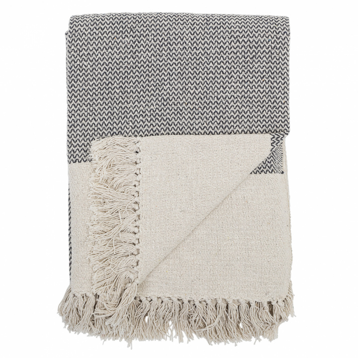 Plaid 'Recycled Cotton' - Grau / Weiß