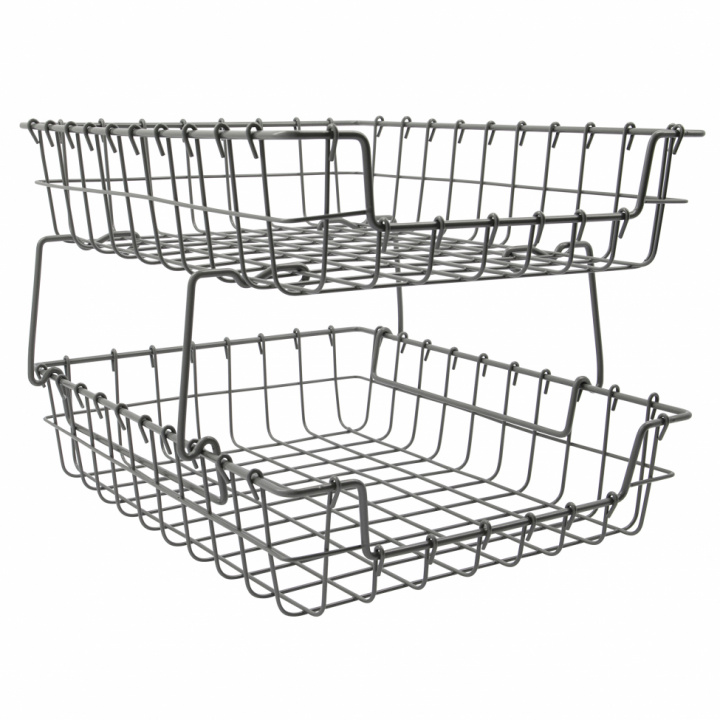 2er Pack Metallkörbe 'Addit' - Grau (Niedrig)