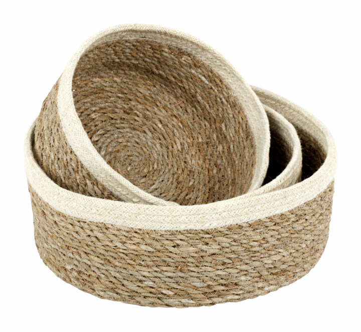 Brotkörbe 'Seegras' - 3 Stück / Weiß