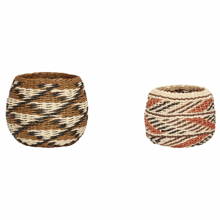Körbe 2er Pack - Braun / Schwarz / Natur / Orange in der Gruppe Möbel / Regale & Aufbewahrung / Kisten & Kleinaufbewahrung bei Reforma (511109)