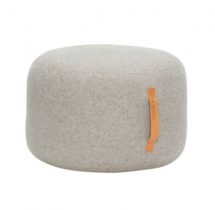 Hocker - Grau mit Ledergriff (S) - Hubsch