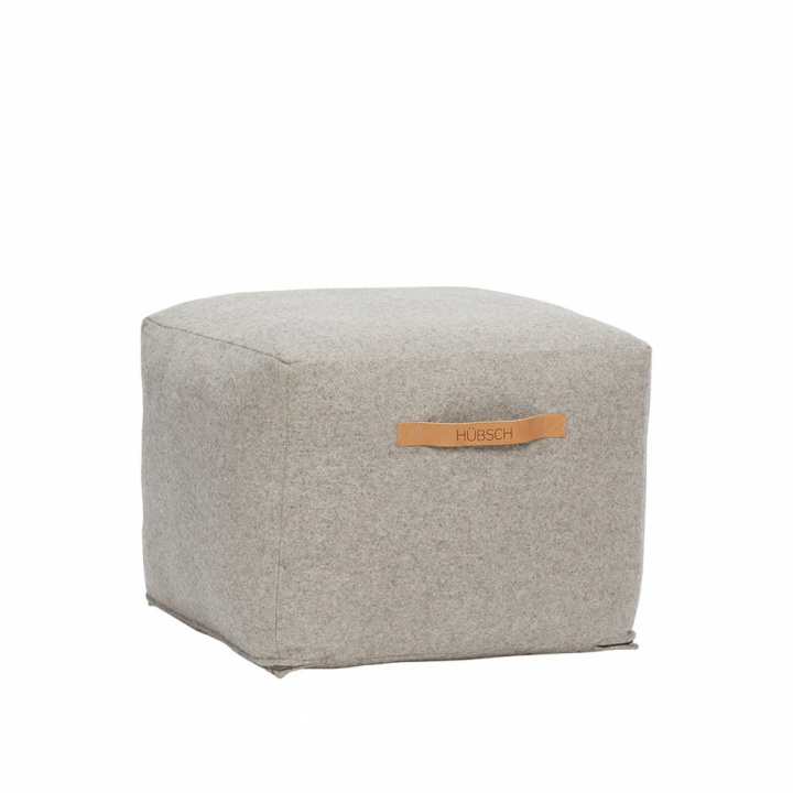 Sittpuff Square - Grau mit Ledergriff in der Gruppe bei Reforma (700502)