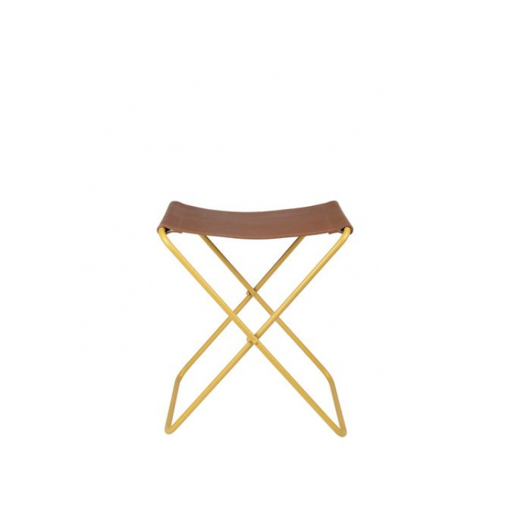 Klapphocker \'Nola\' - Leder/Messing in der Gruppe Möbel / Stühle und Polstermöbel / Hocker bei Reforma (71177651)