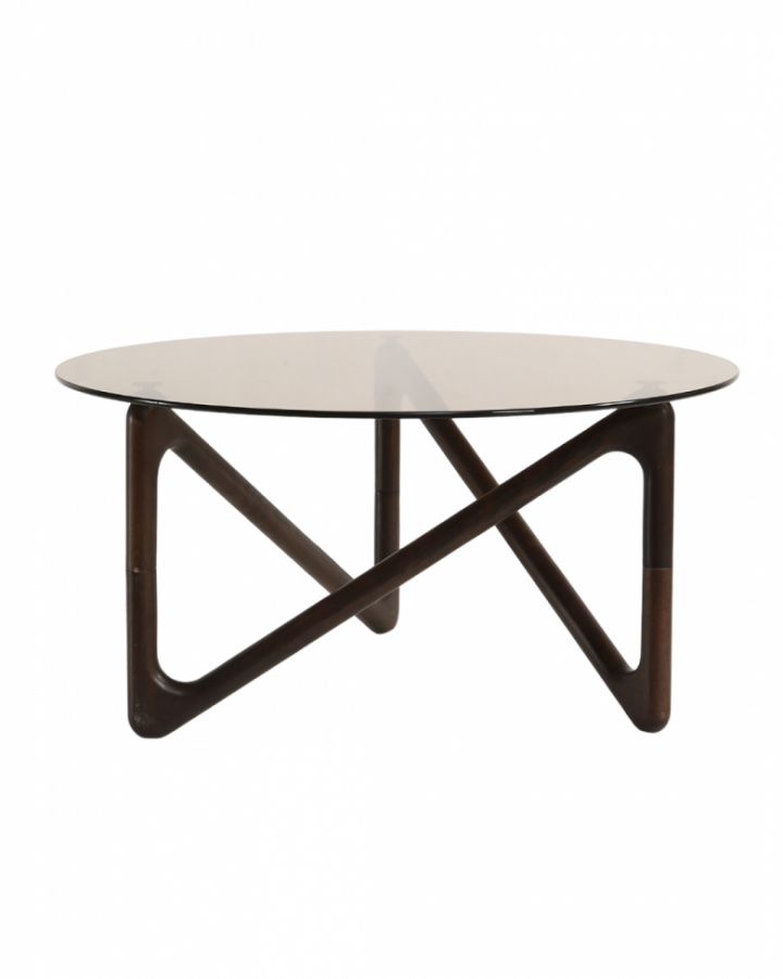 Couchtisch \'Modica\' Ø80 – Nussbaum/Glas in der Gruppe Möbel / Tische / Couchtisch bei Reforma (717AB-walnut)