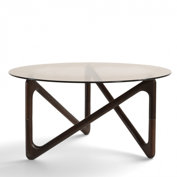 Couchtisch \'Modica\' Ø80 – Nussbaum/Glas in der Gruppe Möbel / Tische / Couchtisch bei Reforma (717AB-walnut)