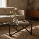 Couchtisch \'Modica\' Ø80 – Nussbaum/Glas