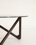 Couchtisch \'Modica\' Ø80 – Nussbaum/Glas