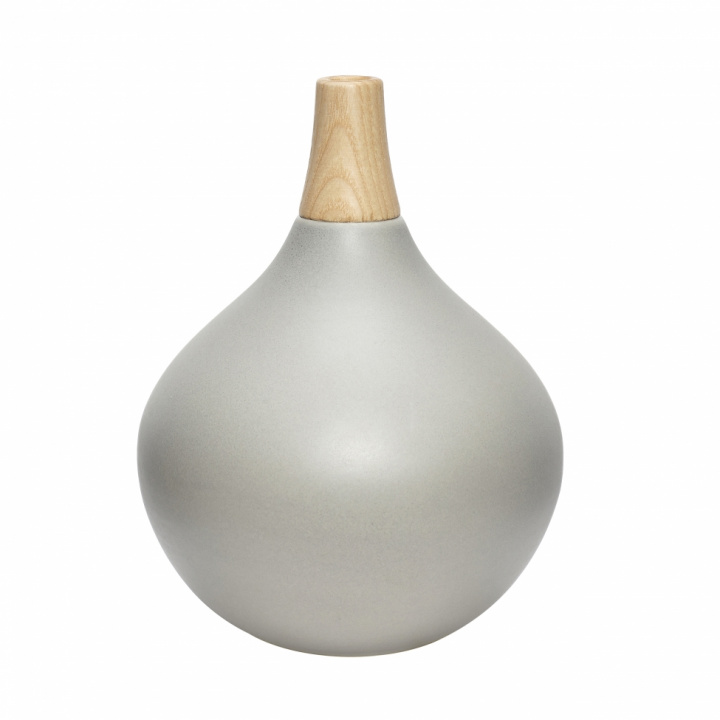Vase mit Holzplatte - Grey Small - Hausarzt