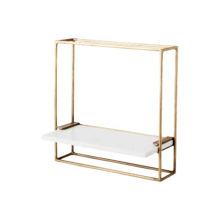 Wandregal - \'Milan\' - Weiß / Messing - 35x35 in der Gruppe Möbel / Regale & Aufbewahrung / Wandregale bei Reforma (811-732-83)