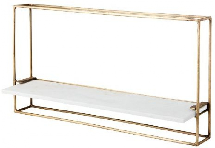 Wandregal - \'Milan\' - Weiß / Messing - 65x35 in der Gruppe Möbel / Regale & Aufbewahrung / Wandregale bei Reforma (811-733-83)