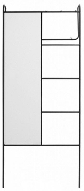 Spiegel / Kleiderstange - Schwarz 80 cm breit
