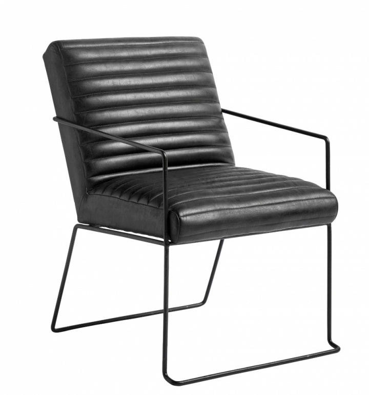 Sessel - Schwarzes Leder / Eisen - Nordal