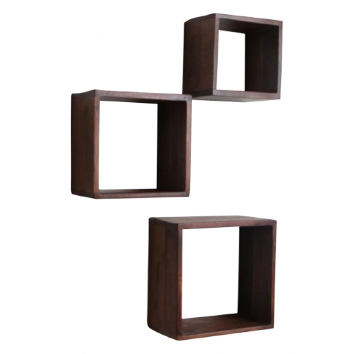 Wandregale \'Cube\' - Braun 3 Sets in der Gruppe DEKORATION / Dekoration / Sonstige Einrichtung bei Reforma (ACFW00065)