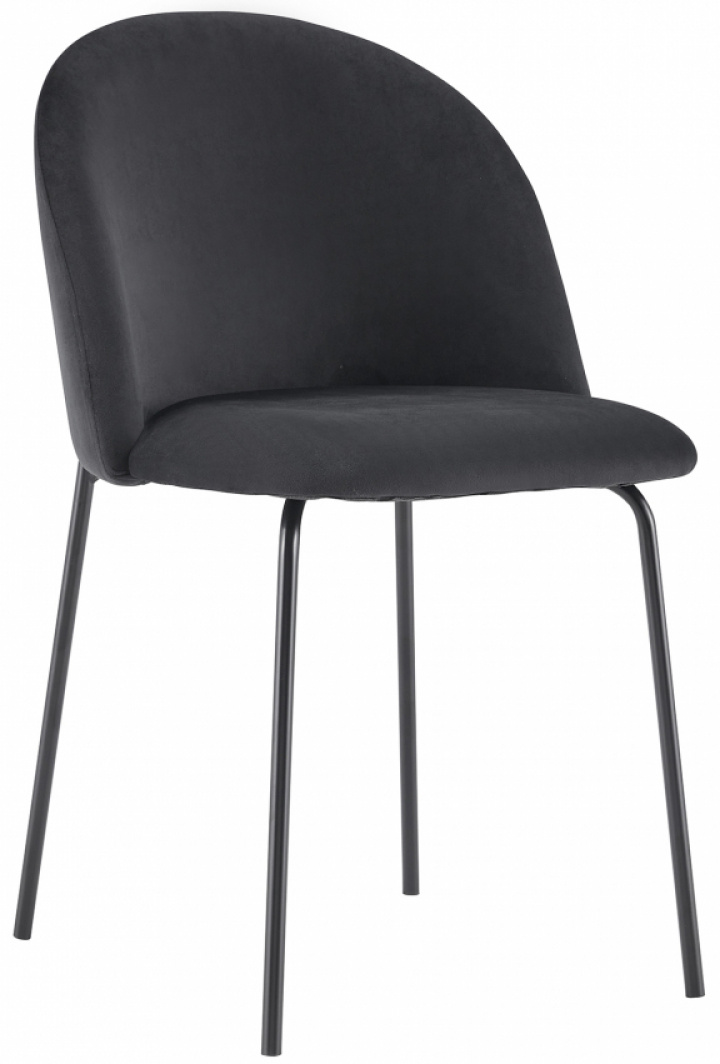 Stuhl Maria - Samt grau/Füße schwarz Modern - Rousseau
