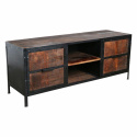 TV-Bank \'Factory\' - Schwarz / Holz