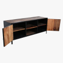 TV-Bank \'Factory\' - Schwarz / Holz