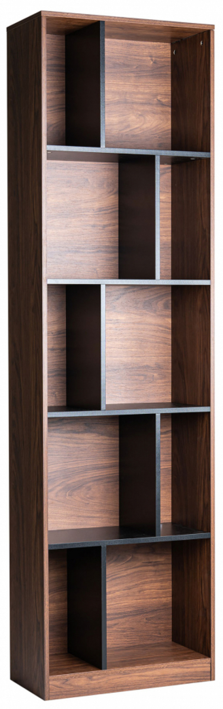 Bücherregal 'Colin' 60x210 - Walnuss/Schwarz
