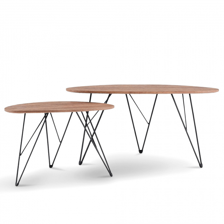 Couchtisch 'Twin' x2 - Natur/Schwarz