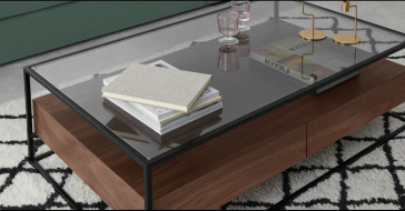 Couchtisch 'Detroit' - Walnuss / Schwarz