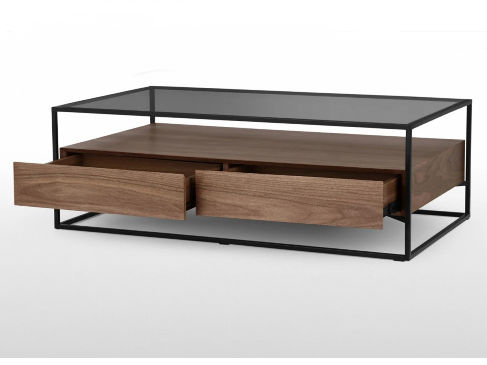 Couchtisch 'Detroit' - Walnuss / Schwarz