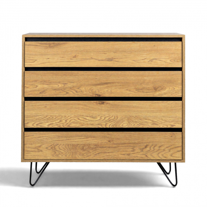 Kommode 'Elle' 90x90 - Eiche/Schwarz