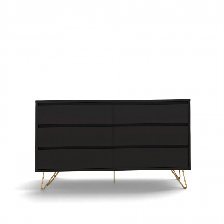 Kommode 'Elle' 120x70 - Schwarz/Kupfer