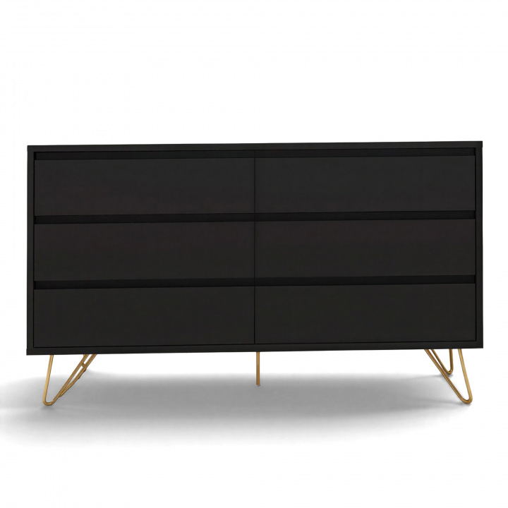Kommode 'Elle' 120x70 - Schwarz/Kupfer