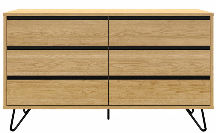 Kommode 'Elle' 120x70 - Eiche/Schwarz