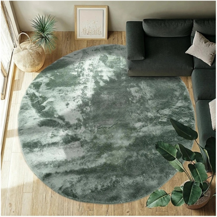 Runder Teppich \'Aranga Super Soft Fur\' - Grün in der Gruppe Teppiche / Kurzflor Teppiche bei Reforma (H100153)