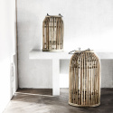 Kerzenlaterne - Rattan / Glas / Metall S