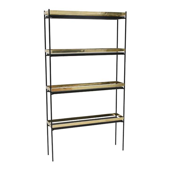 Beistelltisch / Bücherregal - Schwarz / Messing - HK Living