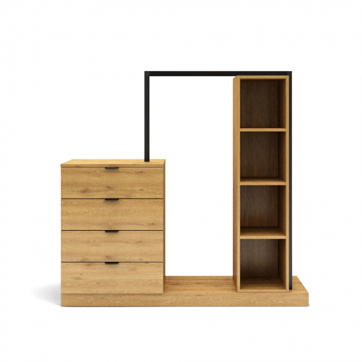 Kleiderbügel 'Nova' 4 Schubladen - Eiche/Schwarz