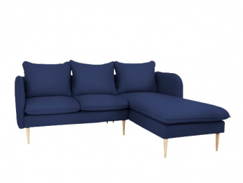 Divan Sofa \'Posh\'- Blau / Holz 3-Sitzer