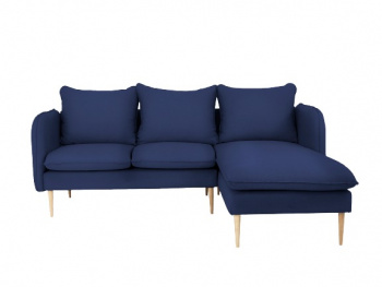 Divan Sofa \'Posh\'- Blau / Holz 3-Sitzer