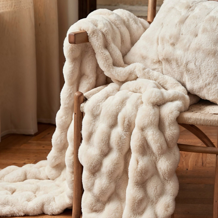 Tagesdecke \'Aranga Bubble Throw\' 130 x 170 cm – Beige in der Gruppe Einrichtung / Textilien / Teppiche & Decken bei Reforma (V10201578)