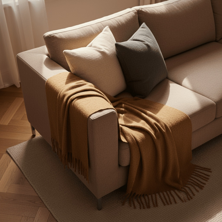 Karomuster \'Samantha\', 130 x 170 cm – Braun in der Gruppe Einrichtung / Textilien / Teppiche & Decken bei Reforma (V10201724)